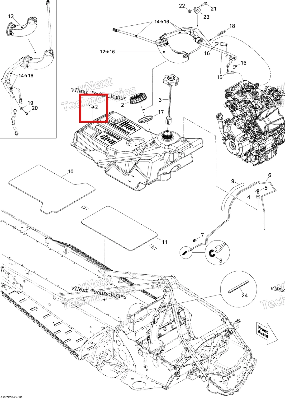 Деталь 513033181 (Деталь Fuel Tank. Includes 1 To 2) на схеме узла 2009 Ski-Doo Legend Touring Fuel System