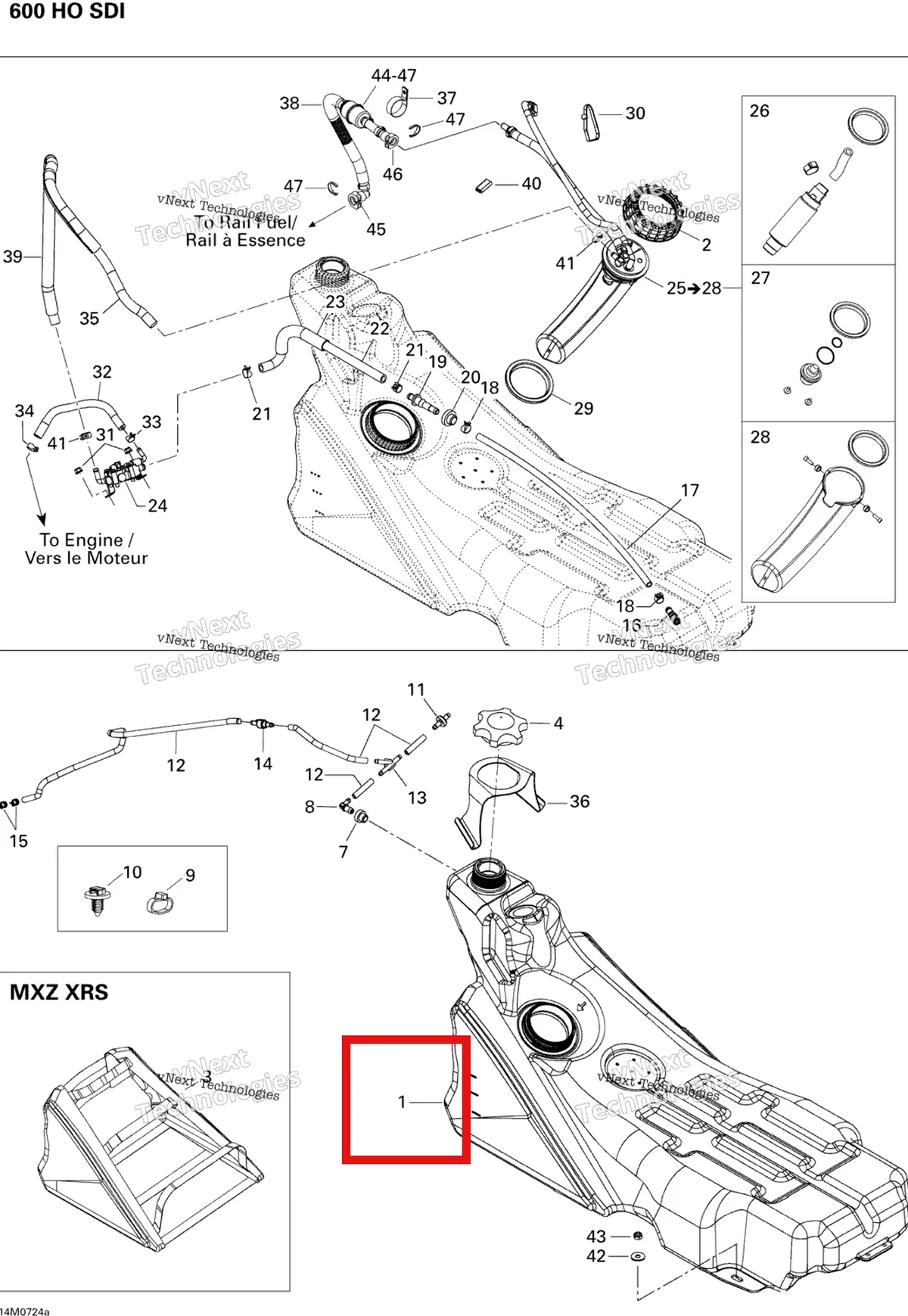 Деталь 513033186 на схеме узла 2007 Ski-Doo MX Z XRS 600 HO SDI Fuel System 600 Ho Sdi