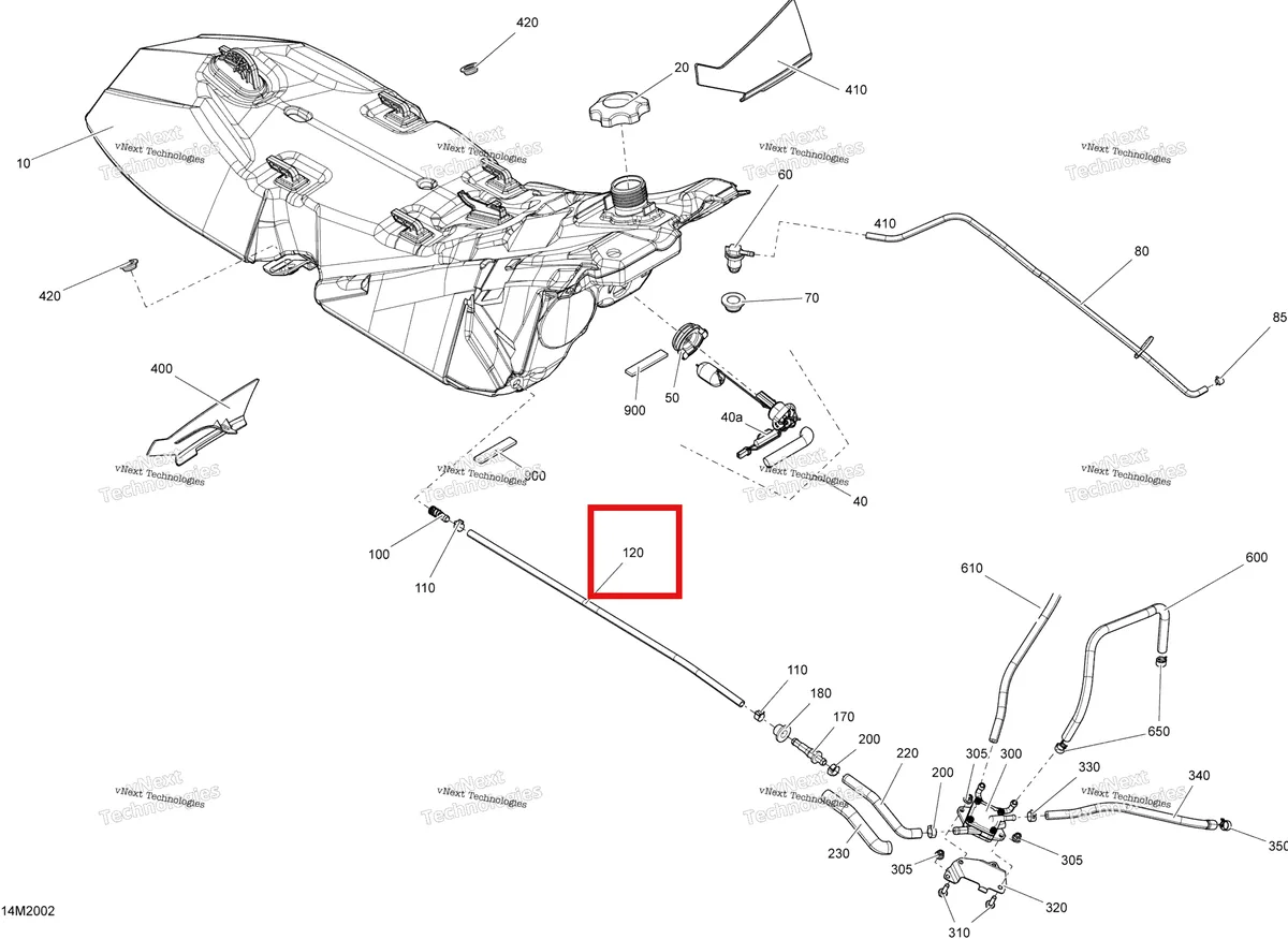 Деталь 513033332 (Шланг) на схеме узла 2020 Ski-Doo EXPEDITION SPORT 550F Engine - Fuel