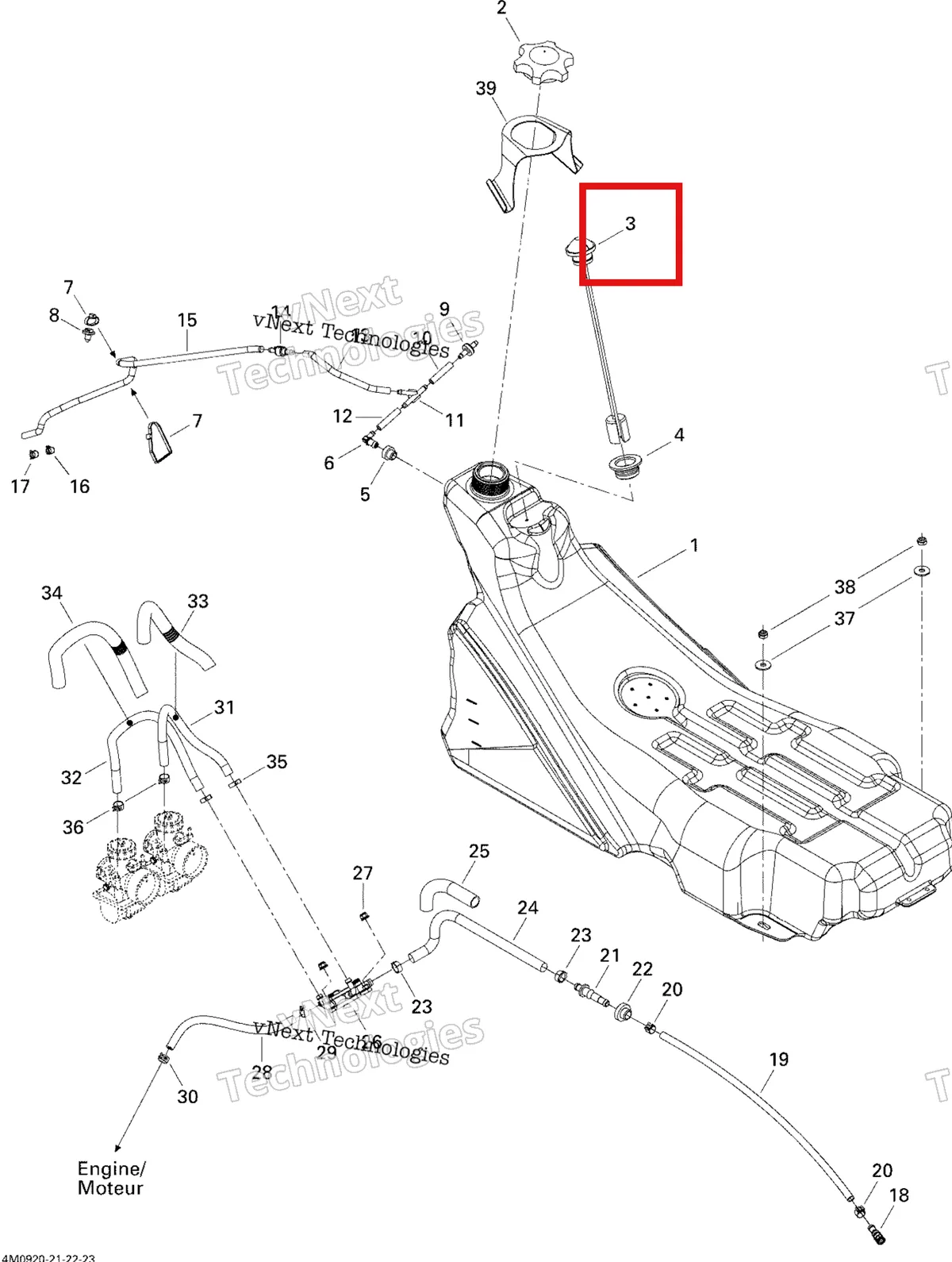 Деталь 513033358 на схеме узла 2009 Ski-Doo GSX Fan Fuel System