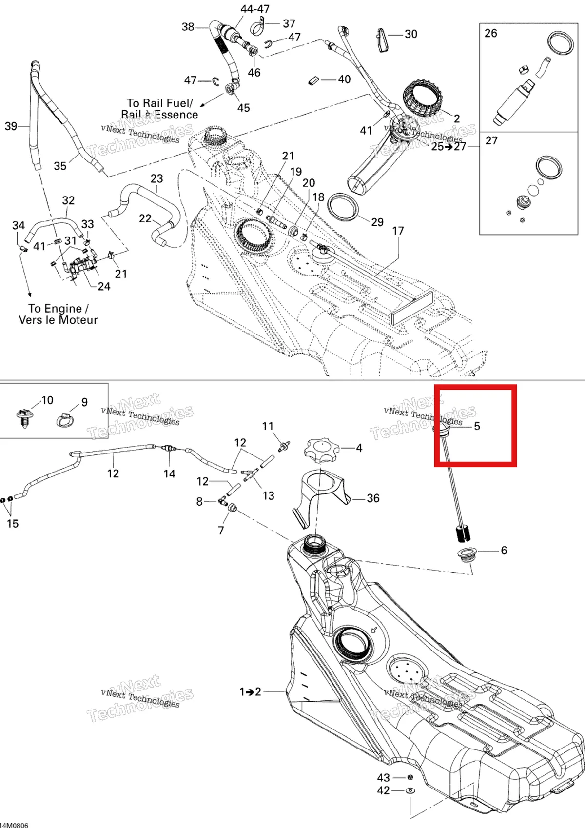 Деталь 513033359 на схеме узла 2008 Ski-Doo Summit Adrenaline 600HO SDI Fuel System