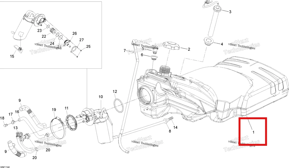 Схема применяемости: Топливный бак Ski-Doo Expedition TUV 600 H.O. SDI REV-XU (2009) (513033386)