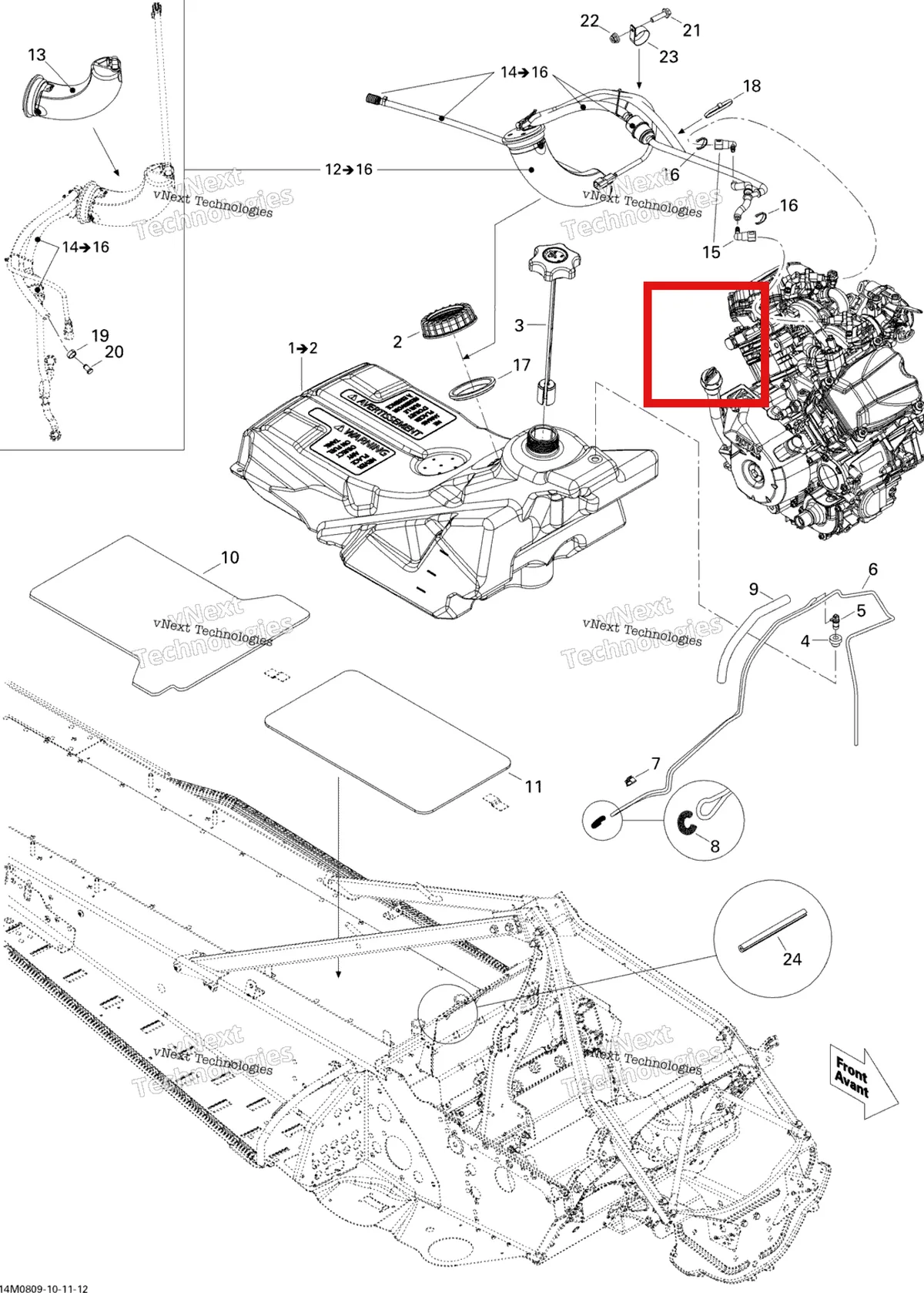 Деталь 513033393 (Деталь Fuel Pump Module. Includes 12 To 16) на схеме узла 2008 Ski-Doo Expedition Sport V-800 Fuel System