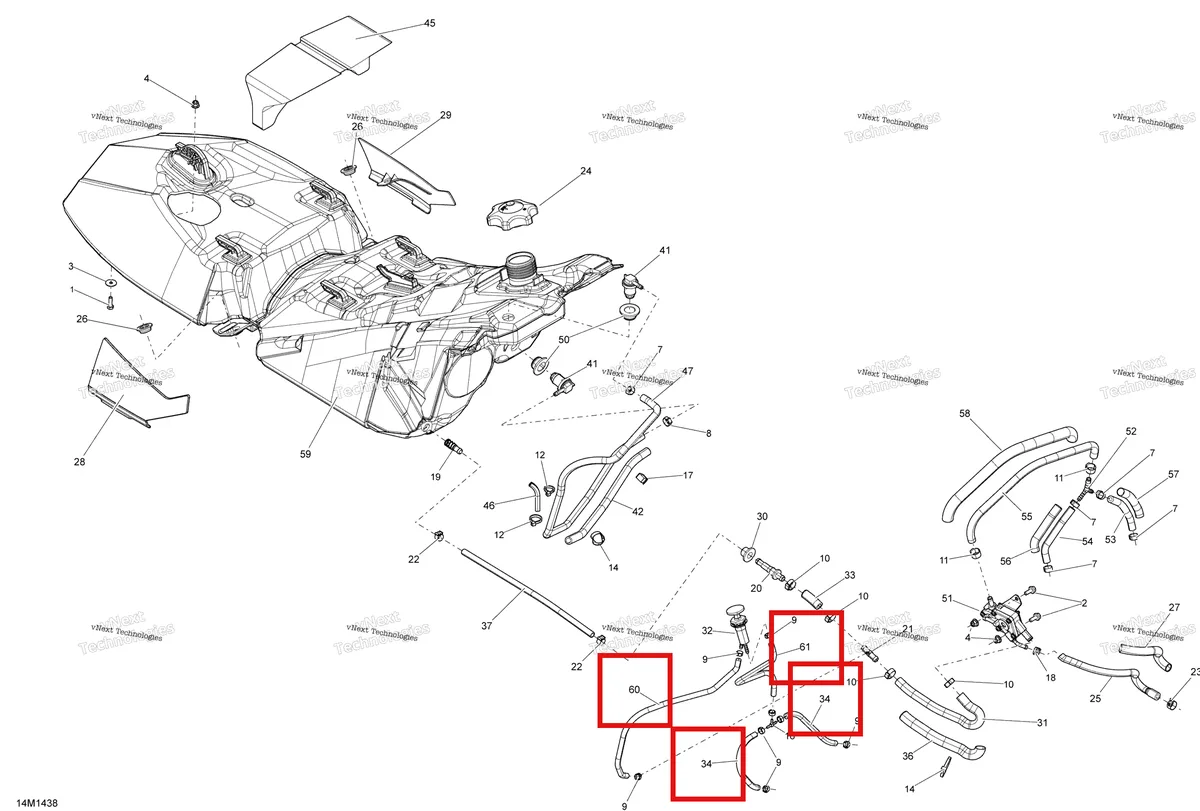 Деталь 513033423 (Шланг) на схеме узла 2014 Ski-Doo MXZ X 600RS XS RS Fuel System