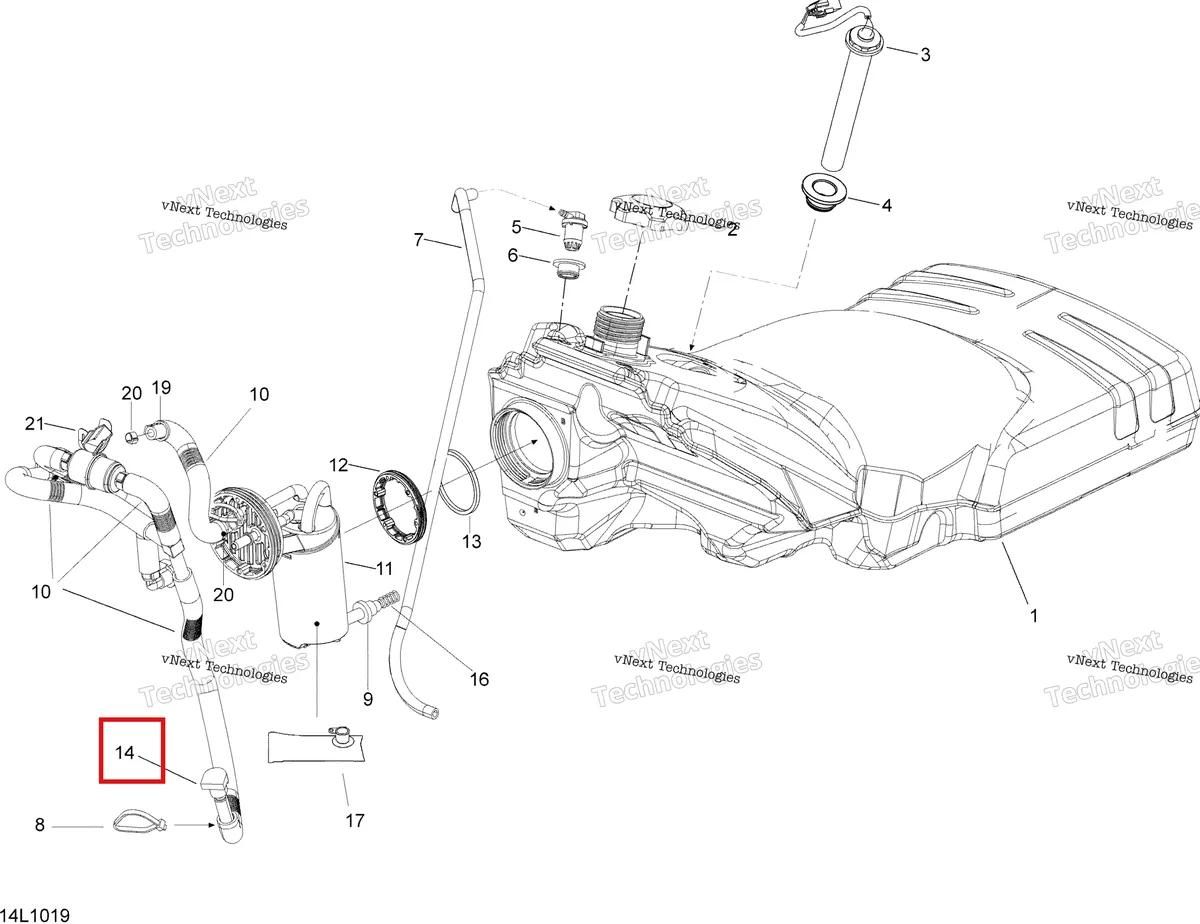 Деталь 513033430 (Деталь Hose Ass'y (incl. Fuel Filter, Press. Reg.)) на схеме узла 2010 Ski-Doo Expedition TUV SE 600HO SDI XU Fuel System
