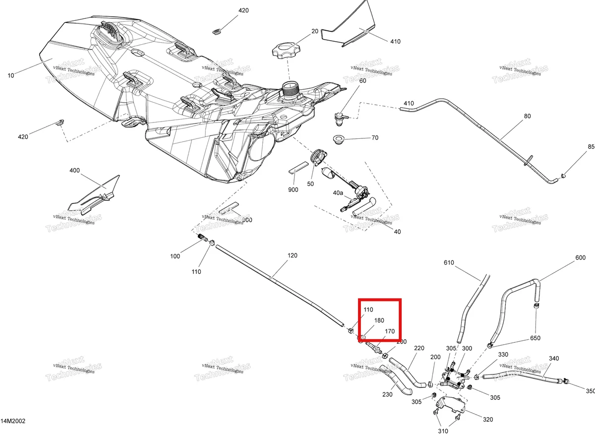 Деталь 513033435 (Уплотнитель резиновый) на схеме узла 2020 Ski-Doo EXPEDITION SPORT 550F Engine - Fuel