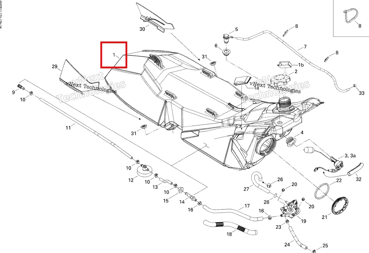 Схема применяемости: Топливный бак Ski-Doo Summit X 800R Power T.E.K. (2009) (513033458)