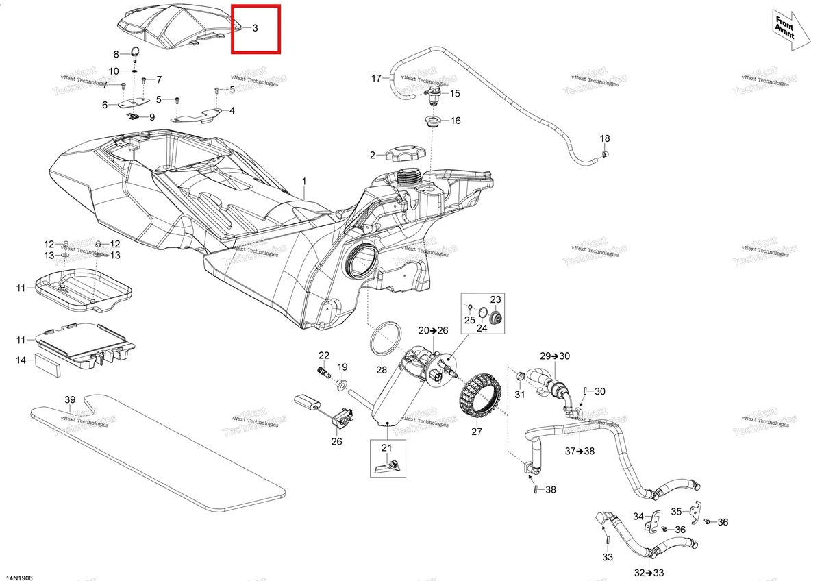 Деталь 513033538 (Топливный датчик) на схеме узла 2020 Ski-Doo SKANDIC WT 550F Engine - Fuel
