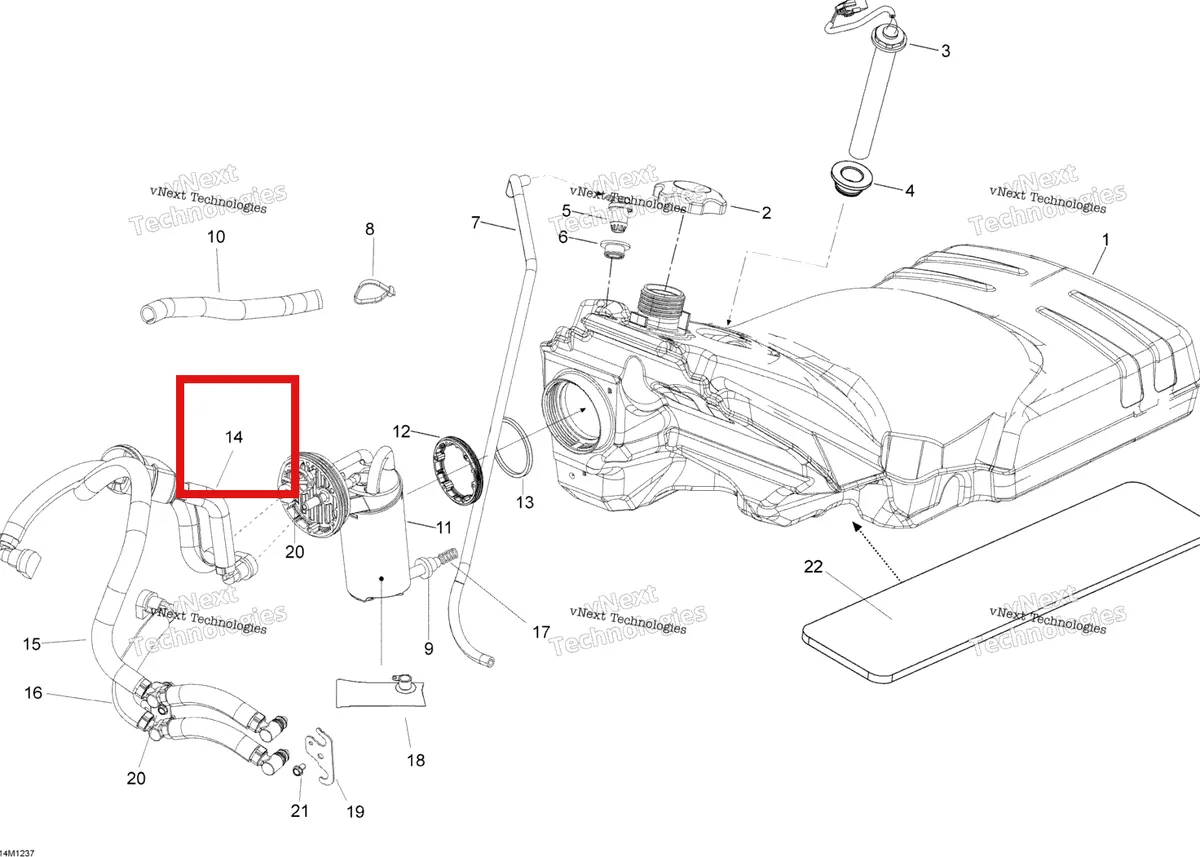 Деталь 513033560 (Деталь Hose Ass'y. Includes 16 To 17) на схеме узла 2012 Ski-Doo Expedition LE 600HOETEC XU Fuel System