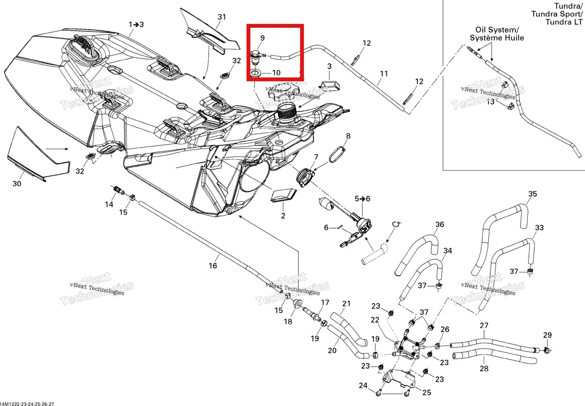 Деталь 513033574 на схеме узла 2012 Ski-Doo Expedition Sport 550F XP-FAN Fuel System