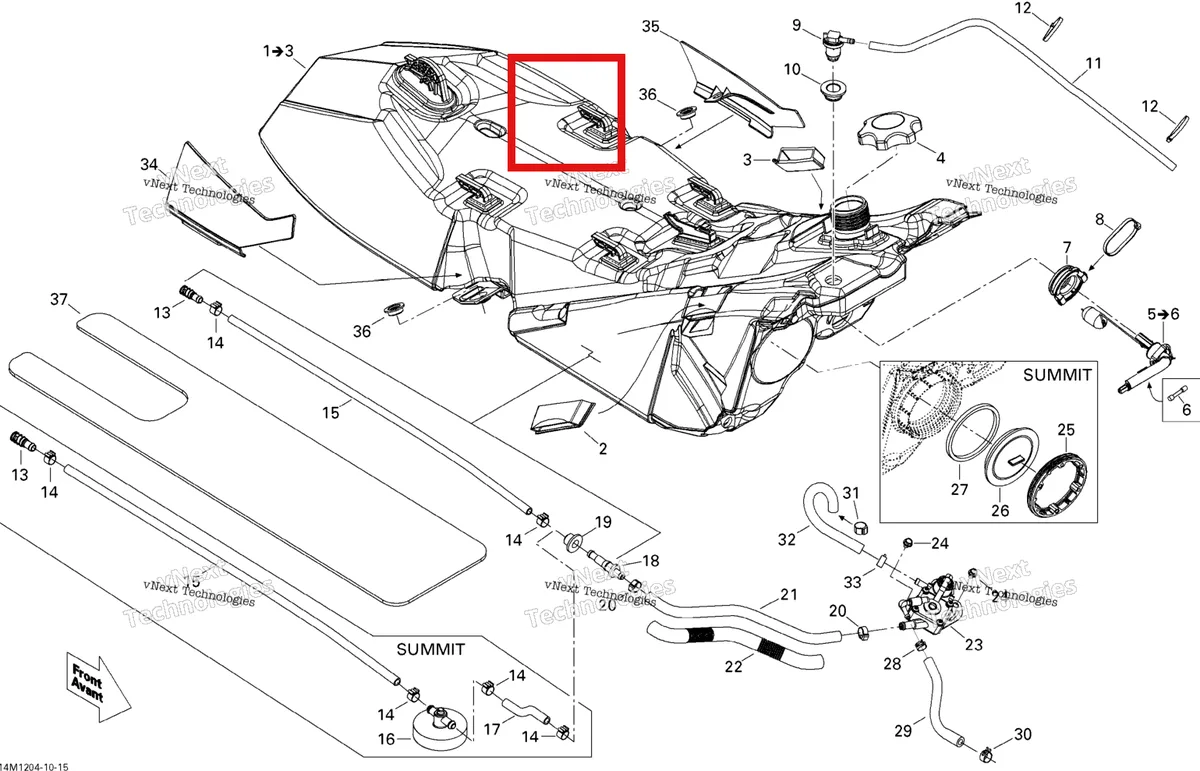 Деталь 513033575 на схеме узла 2012 Ski-Doo Summit SPORT 800R P-TEK Fuel System