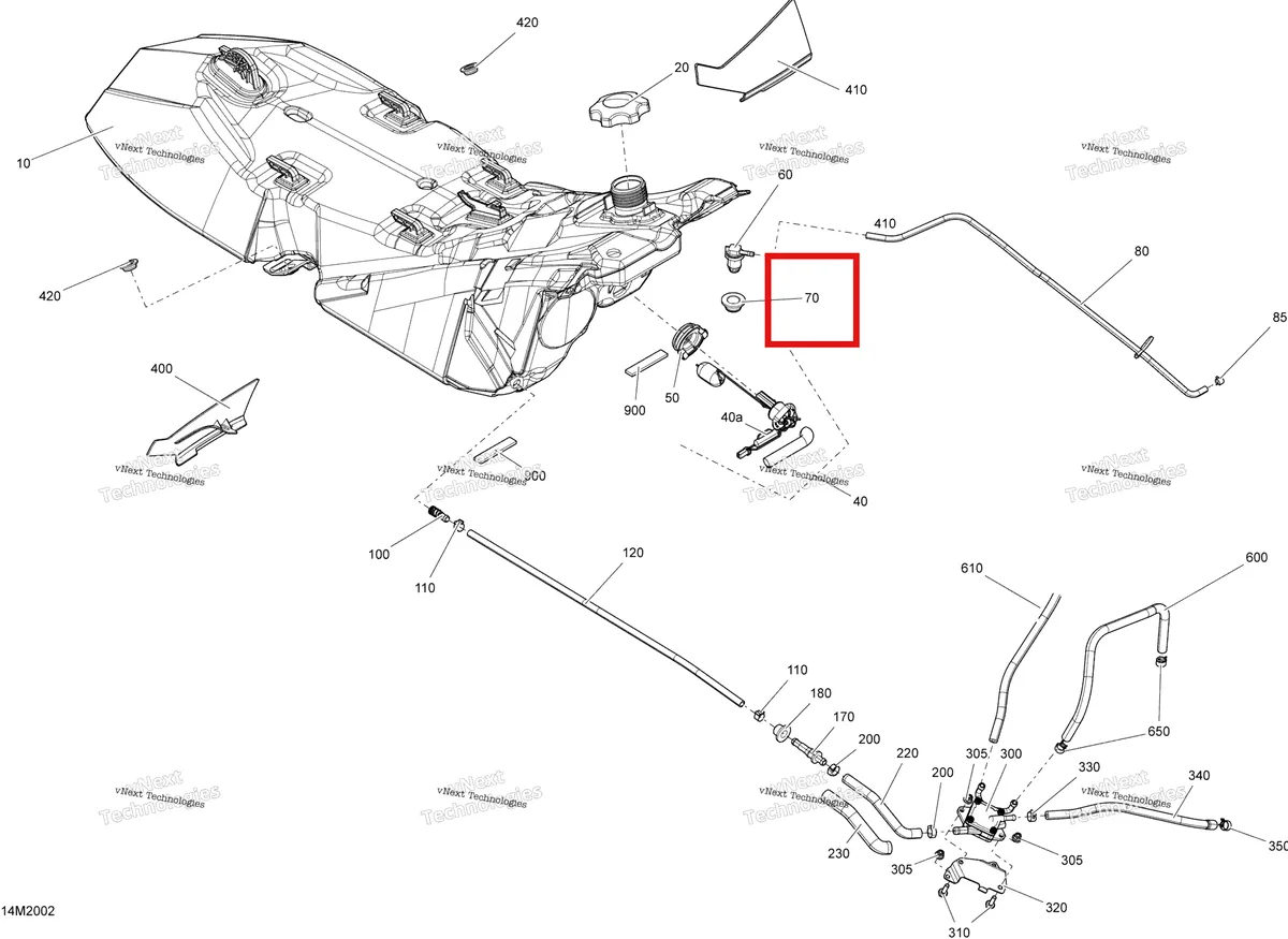 Деталь 513033596 (Уплотнитель резиновый) на схеме узла 2020 Ski-Doo EXPEDITION SPORT 550F Engine - Fuel