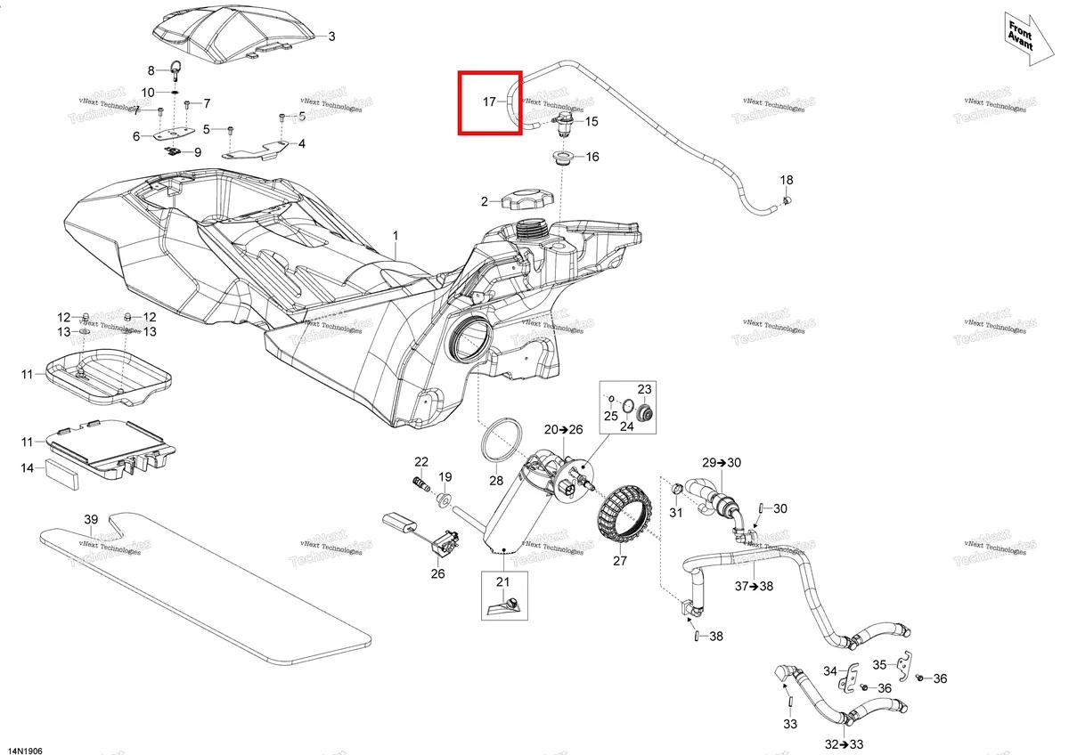 Деталь 513033626 (Шланг) на схеме узла 2020 Ski-Doo SKANDIC WT 550F Engine - Fuel