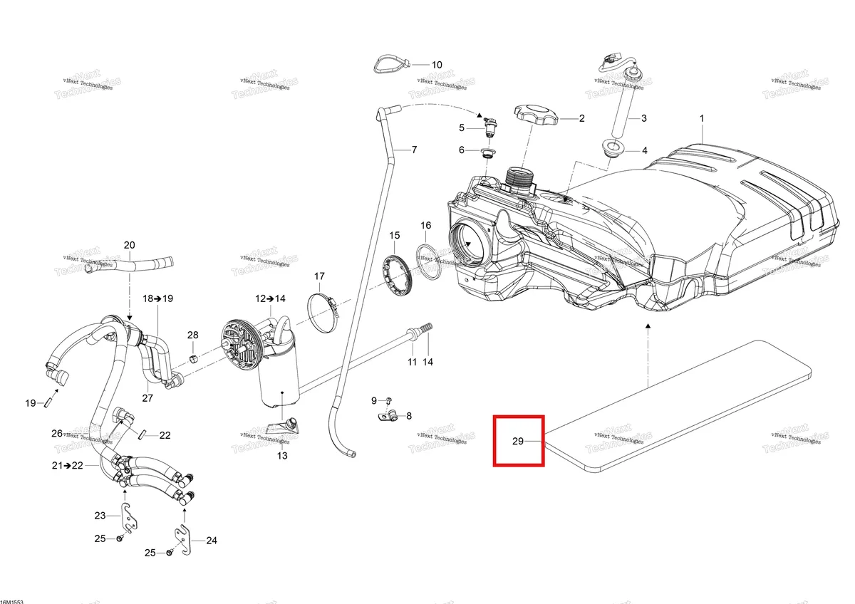 Деталь 513033640 (Пена) на схеме узла 2015 Ski-Doo EXPEDITION LE 600 E-TEC Fuel System