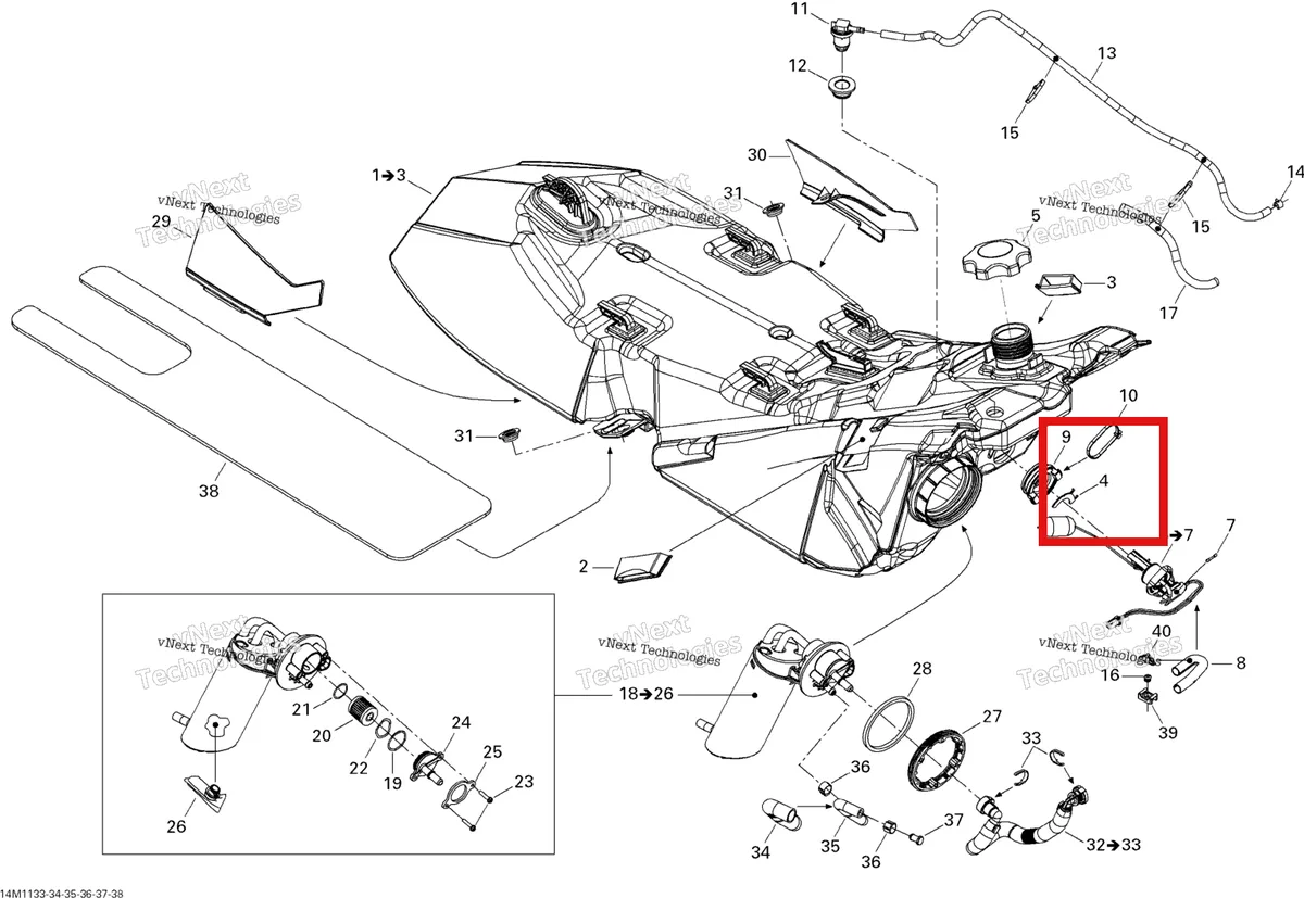 Деталь 513033649 на схеме узла 2011 Ski-Doo Renegade Sport 600ACE Fuel System
