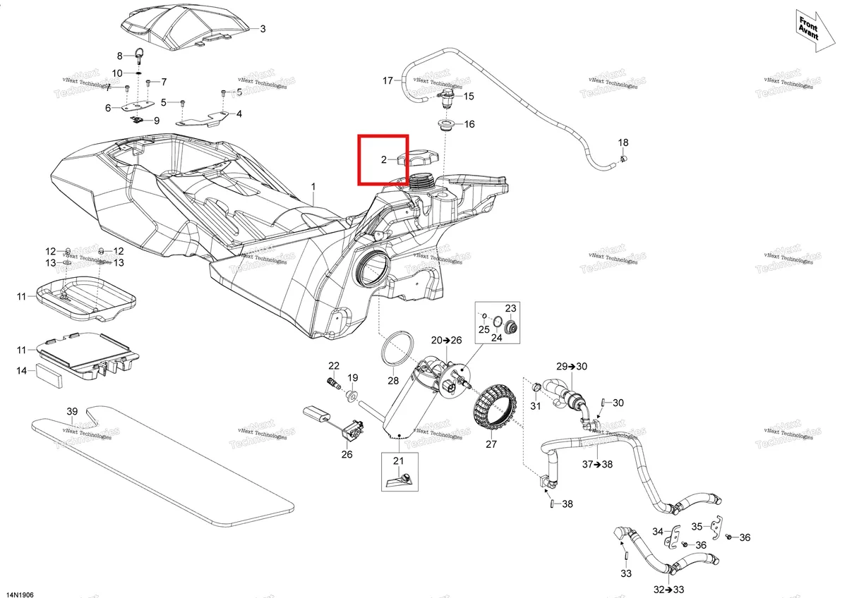 Деталь 513033720 на схеме узла 2020 Ski-Doo SKANDIC WT 550F Engine - Fuel