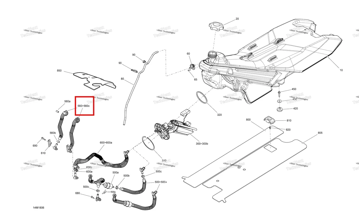 Деталь 513033762 на схеме узла 2018 Ski-Doo MXZ 850 E-TEC Fuel - 850 E-Tec