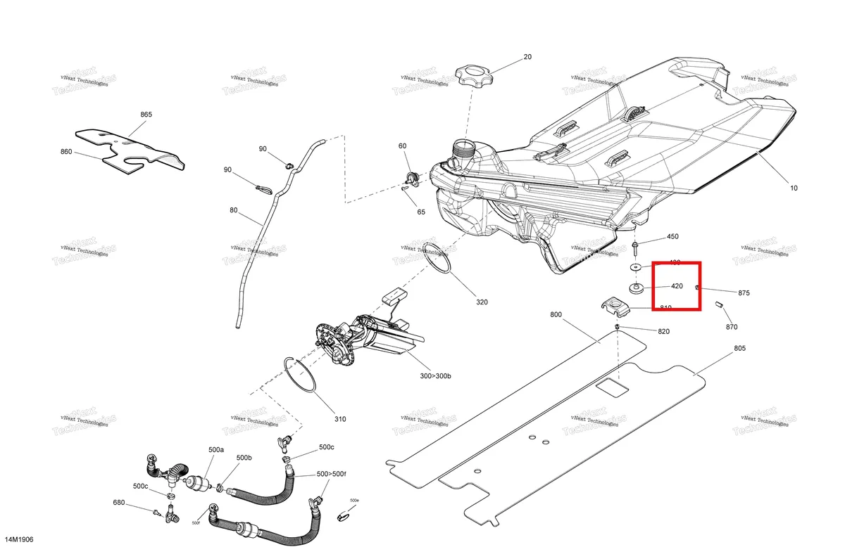 Деталь 513033807 на схеме узла 2019 Ski-Doo GRAND TOURING 900 ACE Fuel - North America