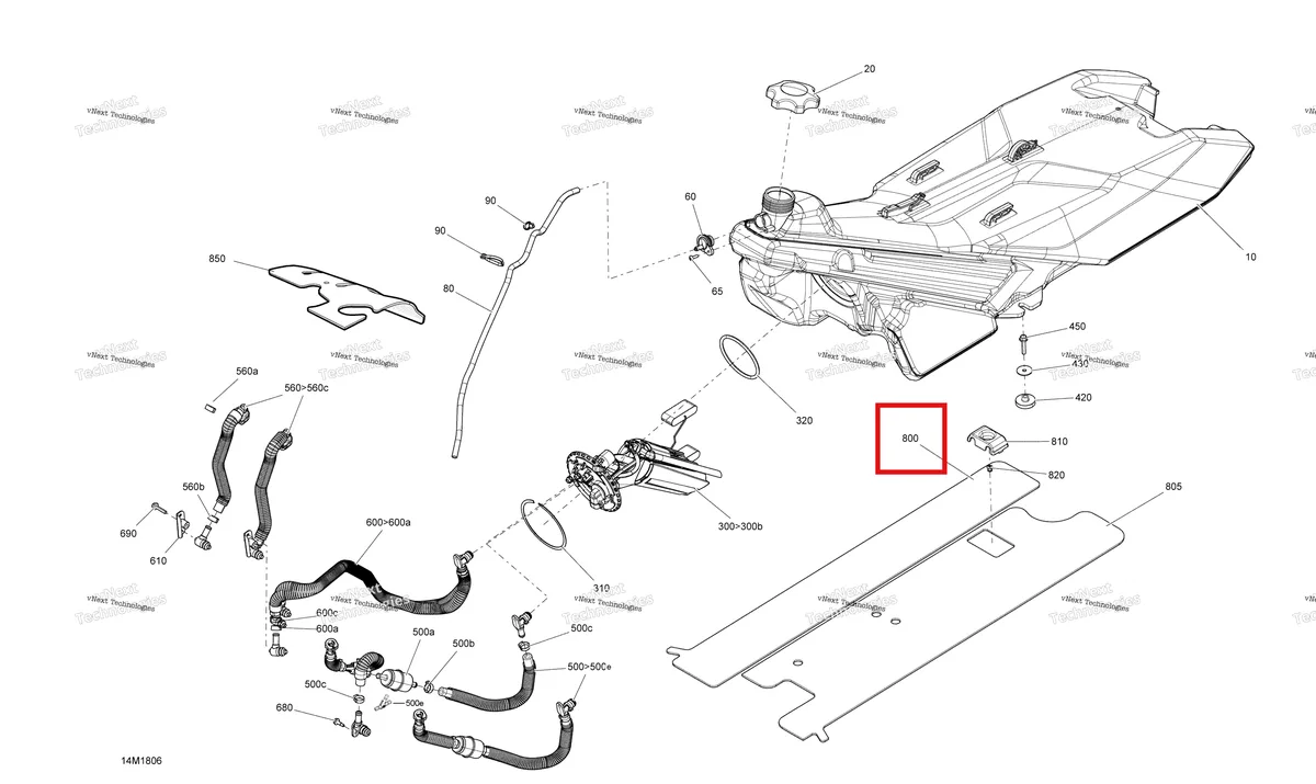 Деталь 513033845 на схеме узла 2018 Ski-Doo MXZ X - 600R ETEC Fuel Mxz - 600R Etec - Package X