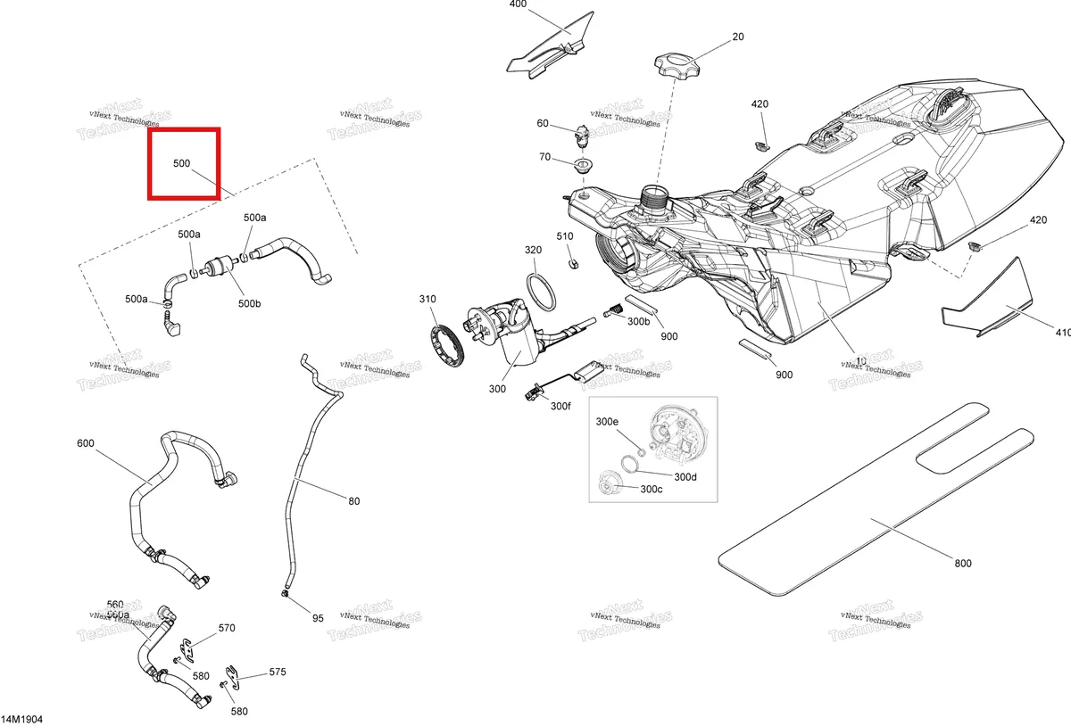 Деталь 513033846 (Деталь Fuel Hose Ass'y. Includes 29 To 30) на схеме узла 2020 Ski-Doo TUNDRA 600HO E-TEC Engine - Fuel