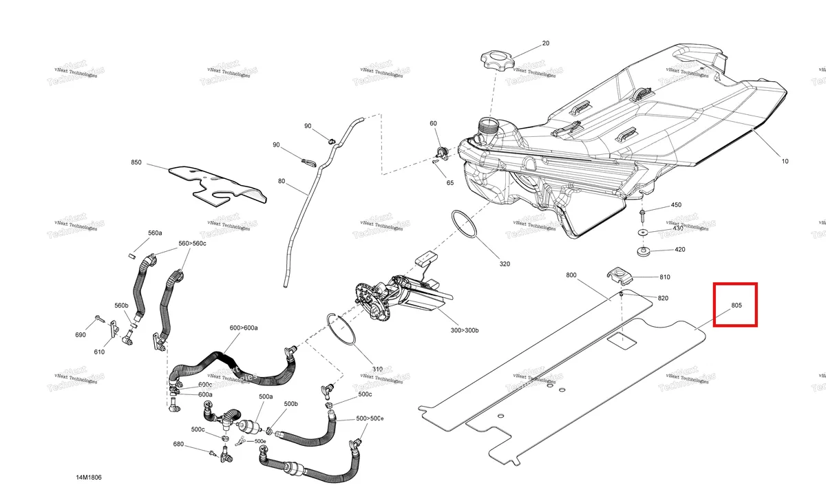 Деталь 513033855 на схеме узла 2018 Ski-Doo MXZ X - 600R ETEC Fuel Mxz - 600R Etec - Package X