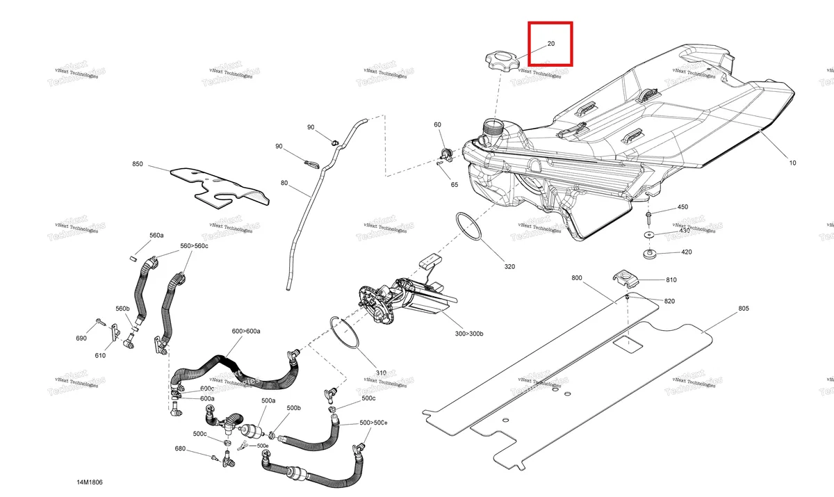 Деталь 513033861 на схеме узла 2018 Ski-Doo MXZ X - 600R ETEC Fuel Mxz - 600R Etec - Package X