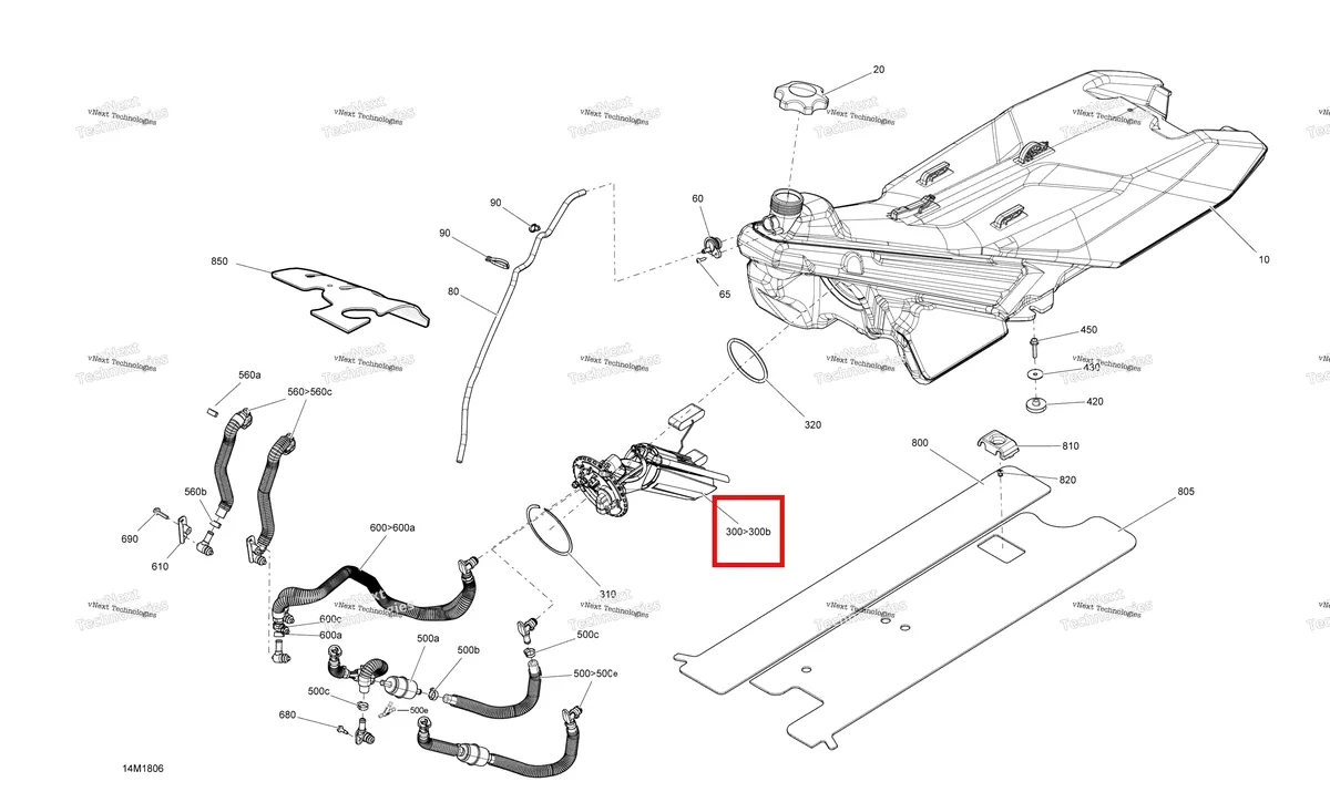 Деталь 513033869 на схеме узла 2018 Ski-Doo MXZ 850 E-TEC Fuel - 850 E-Tec