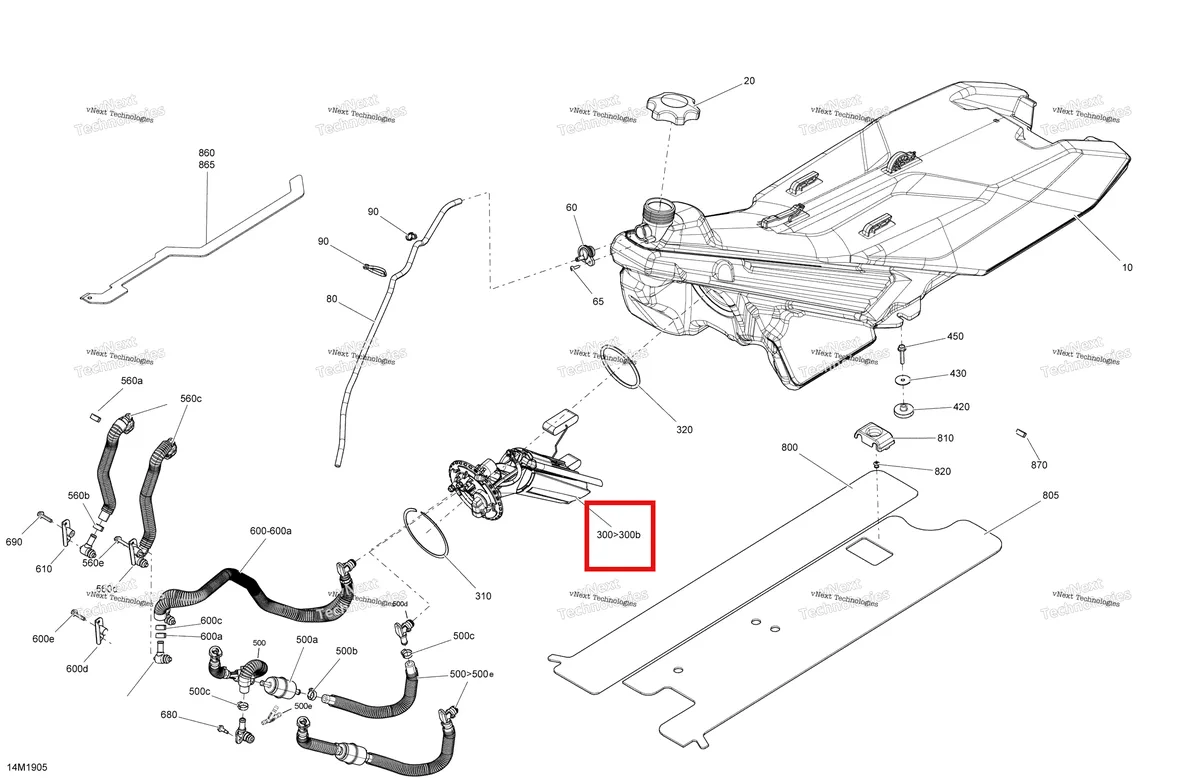 Деталь 513033890 на схеме узла 2019 Ski-Doo SUMMIT 600R E-TEC Fuel - Europe