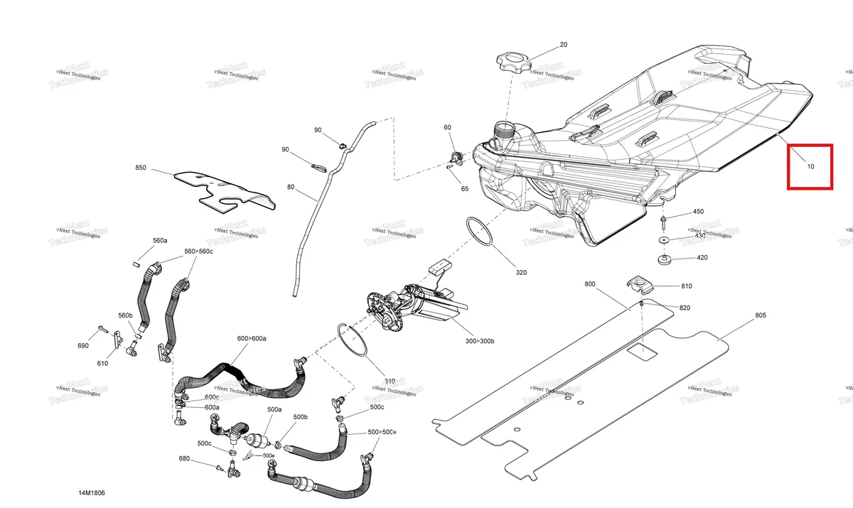 Деталь 513033893 на схеме узла 2018 Ski-Doo MXZ X - 600R ETEC Fuel Mxz - 600R Etec - Package X