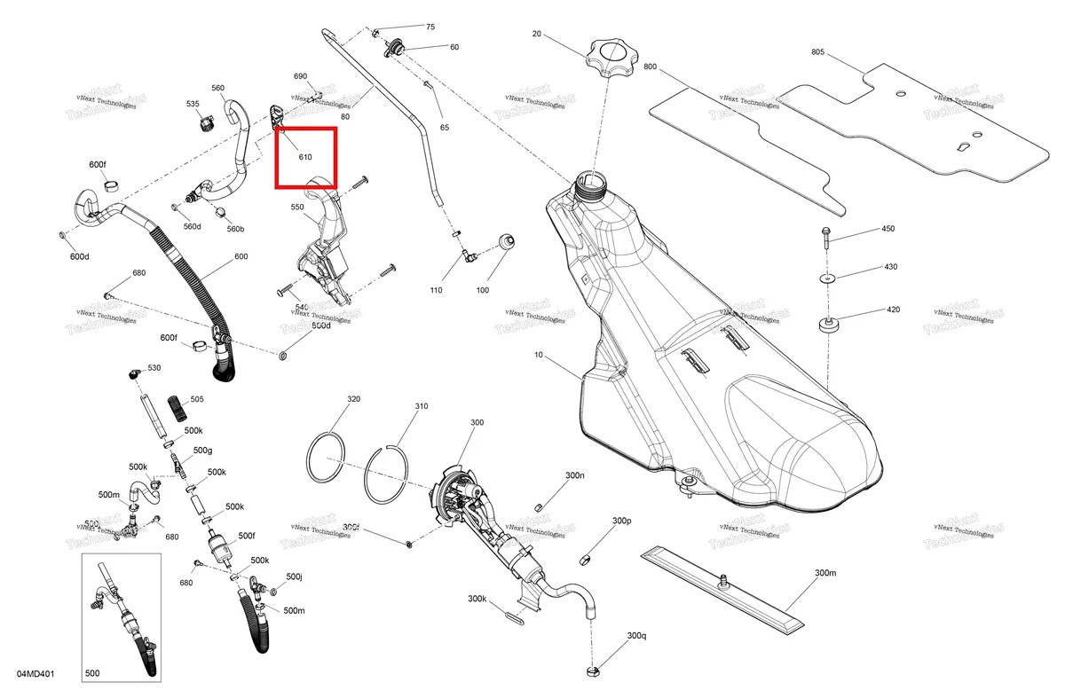 Деталь 513033903 на схеме узла 2024 Ski-Doo BMRA - RACING 600 RS Engine - Fuel