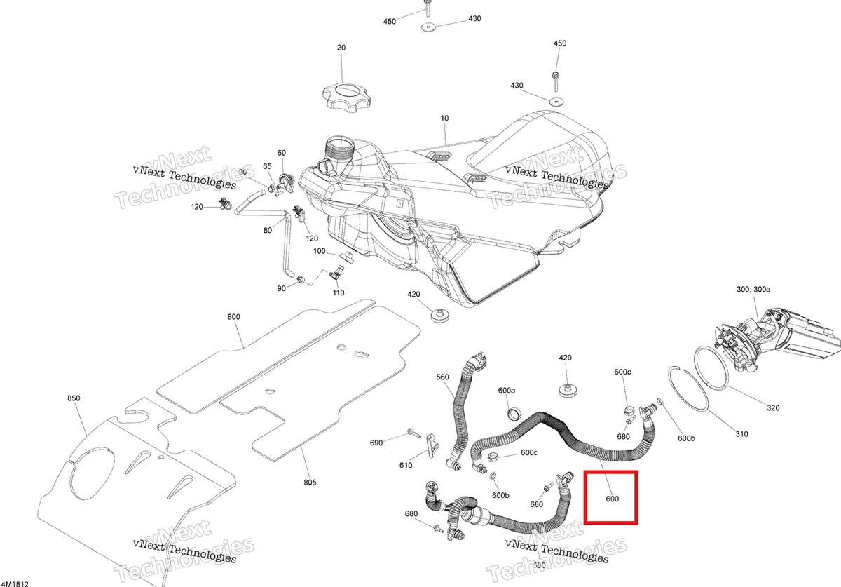 Деталь 513033906 на схеме узла 2018 Ski-Doo MXZ 600RS - Racing Fuel Mxz - 600 Rs