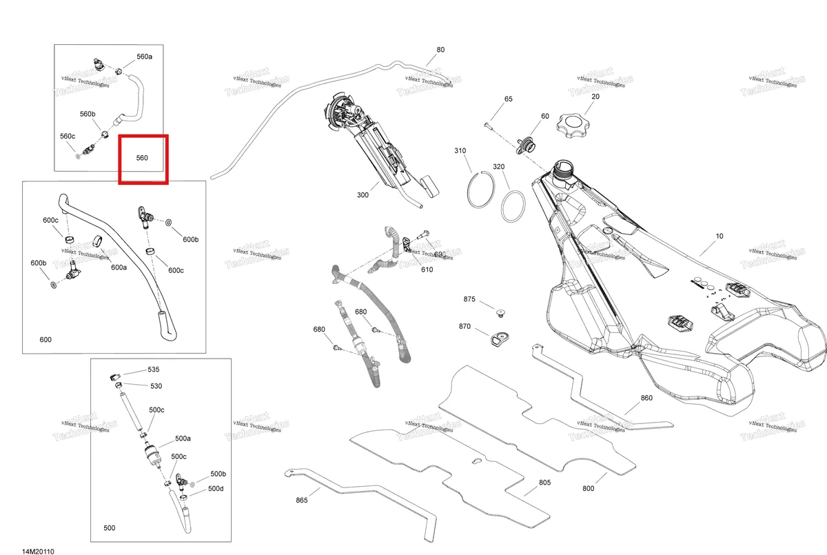 Деталь 513033932 на схеме узла 2020 Ski-Doo EXPEDITION LE/SE 600R E-TEC Engine - Fuel
