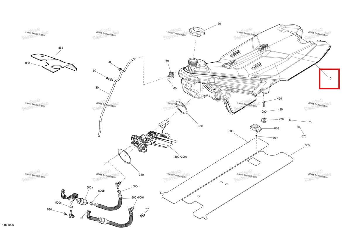 Деталь 513033955 на схеме узла 2019 Ski-Doo GRAND TOURING 900 ACE Fuel - North America