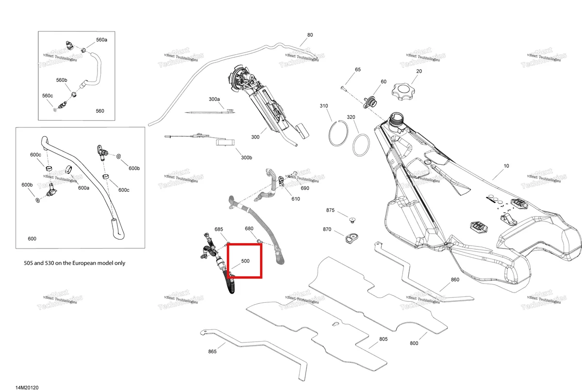 Деталь 513033974 на схеме узла 2020 Ski-Doo EXPEDITION XTREME 850 E-TEC Engine - Fuel