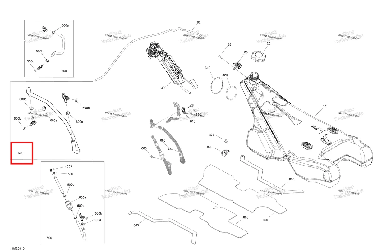 Деталь 513034001 на схеме узла 2020 Ski-Doo EXPEDITION LE/SE 600R E-TEC Engine - Fuel