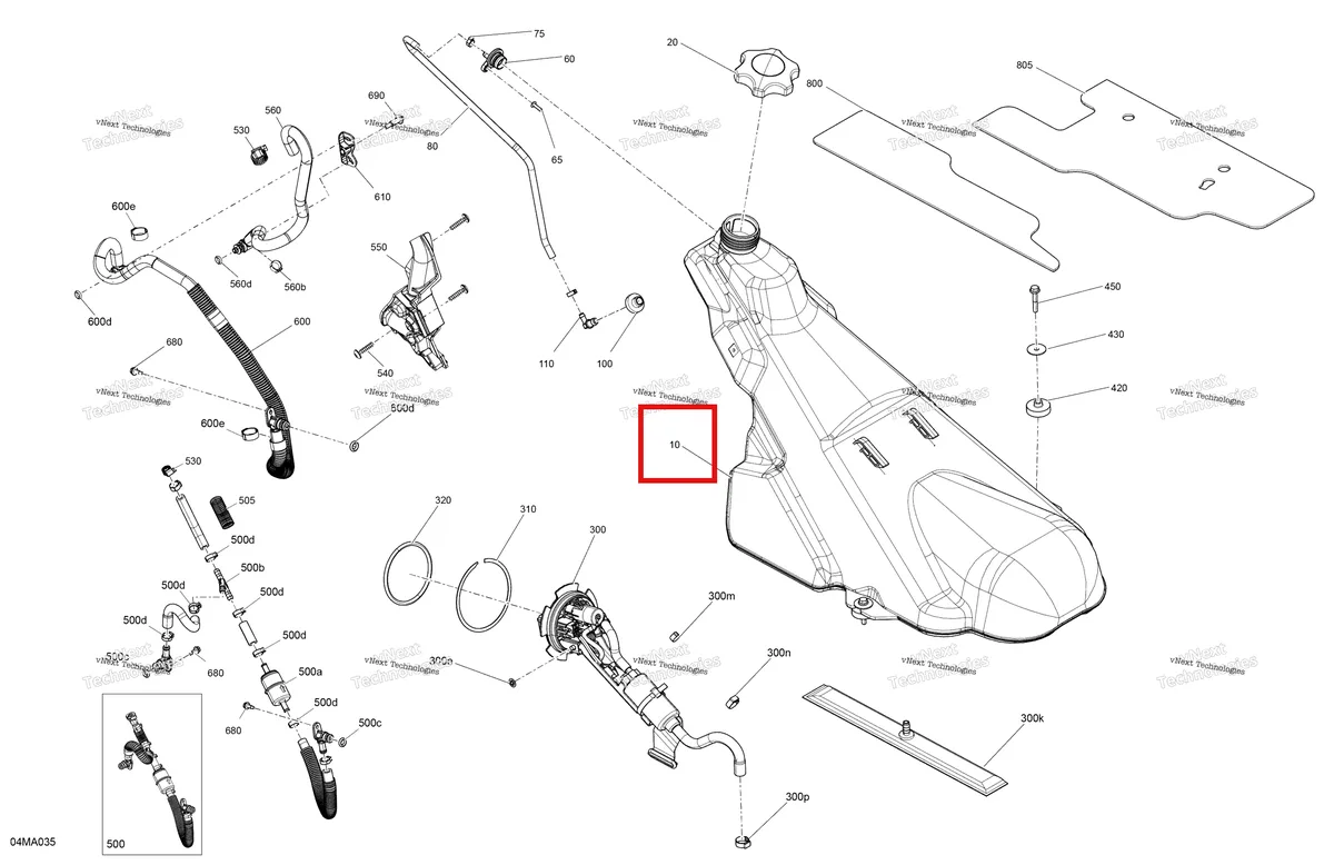 Деталь 513034075 на схеме узла 2021 Ski-Doo MXZ 600RS Engine - Fuel