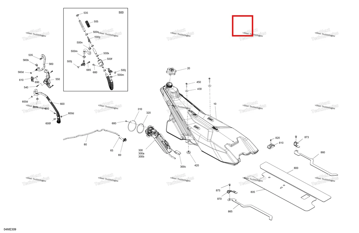 Деталь 513034201 на схеме узла 2025 Ski-Doo BACKCOUNTRY - 850 E-TEC - Adrenaline - UGSA - Catalyst Gray - 146X16X2.0P Track Engine - Fuel