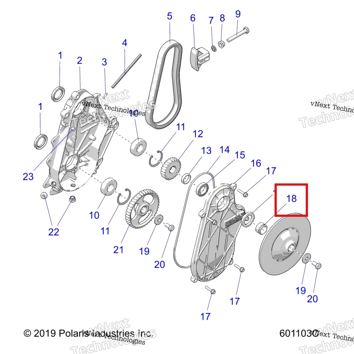 Деталь 5136533 (CHAMFERLESS втулка Polaris 800 AXYS Pro RMK LE 155 (2017) (5136533)) на схеме узла Drive Train, Chaincase