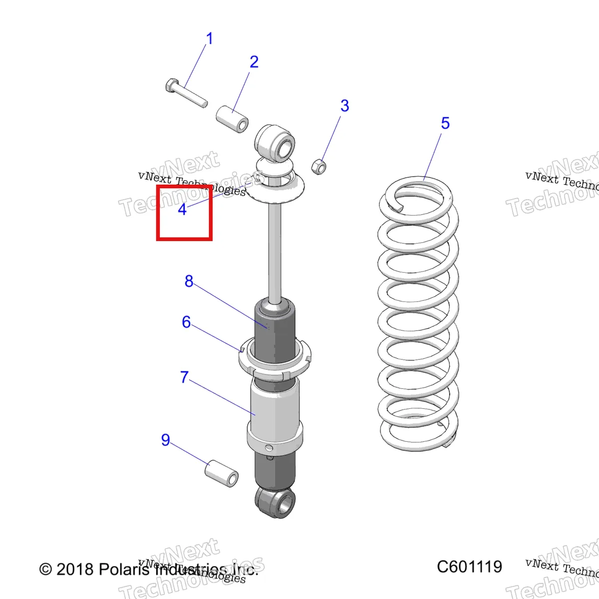 Деталь 5137464 на схеме узла Suspension, Shock, Rear Track (C601119)
