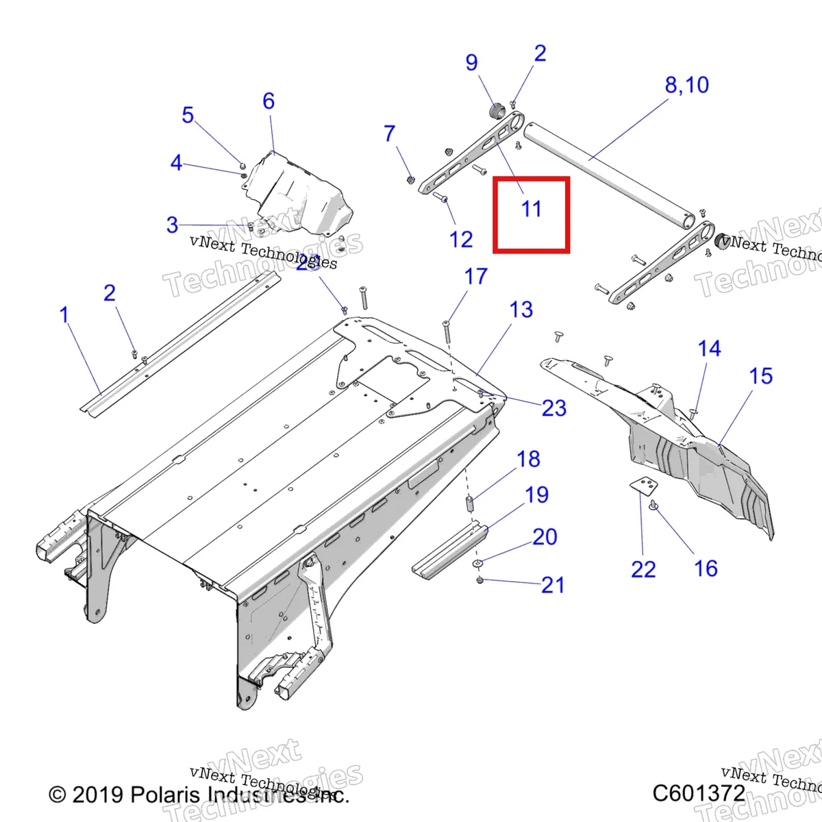 Деталь 5137501 (Бампер опора Polaris 800 AXYS Pro RMK LE 155 (2017) (5137501)) на схеме узла Body, Bumper, Rear, Snowflap & Taillight Cover
