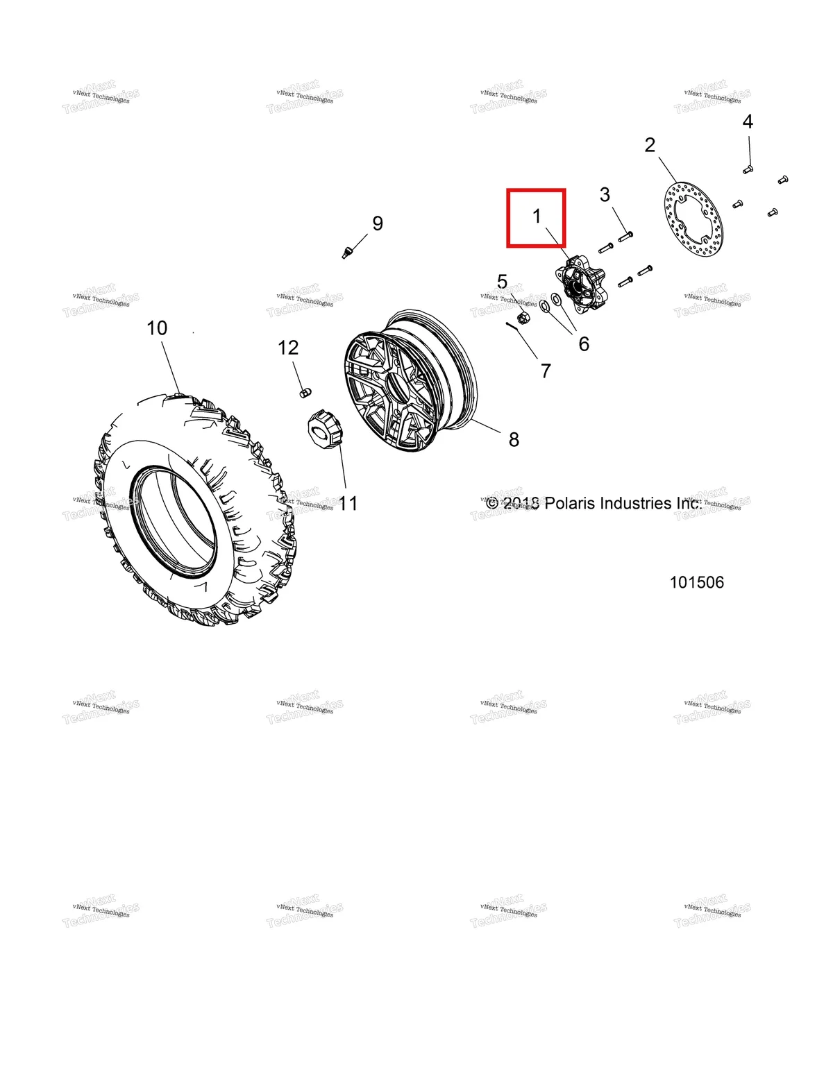 Деталь 5137659-067 на схеме узла Wheels, Front Tire & Brake Disc