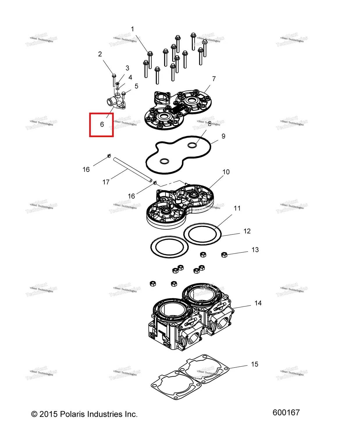 Деталь 5137850 (Термостат крышка 6 мм MACHINE Polaris 800 AXYS Pro RMK LE 155 (2017) (5137850)) на схеме узла Engine, Cylinder