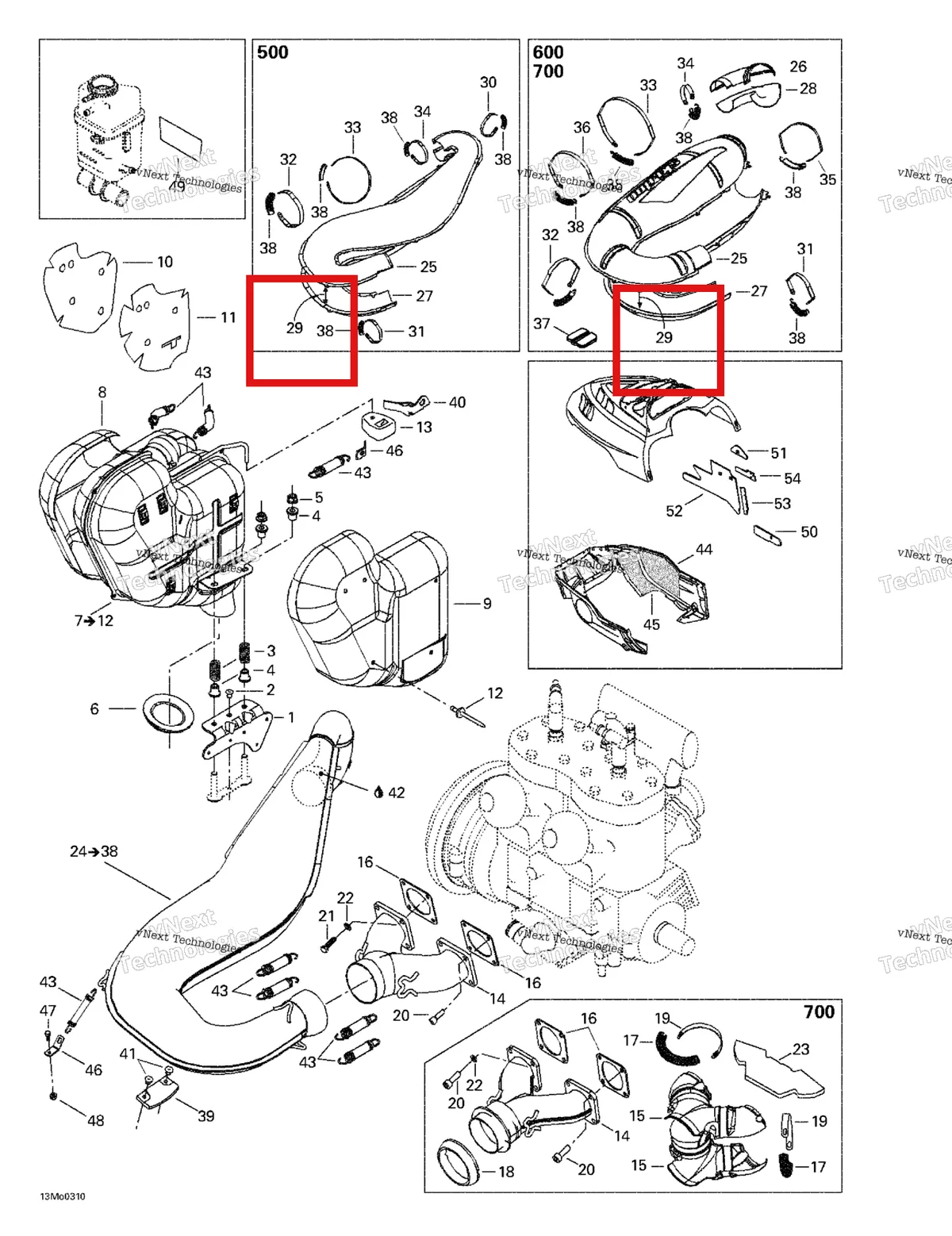 Деталь 514052716 (Деталь Isolation) на схеме узла 2003 Ski-Doo Grand Touring 500/600/700 Muffler