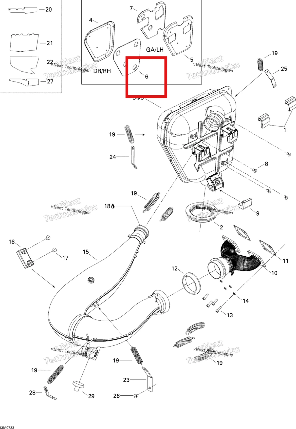 Деталь 514053141 (Деталь R.h. Insulating Wool) на схеме узла 2007 Ski-Doo MX Z 440X Racing Exhaust System