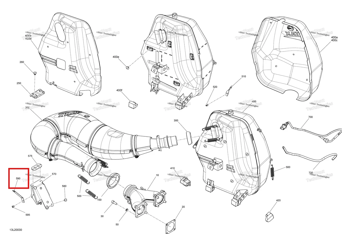 Деталь 514053393 (Кронштейн) на схеме узла 2020 Ski-Doo SKANDIC WT 600HO E-TEC Engine - Exhaust