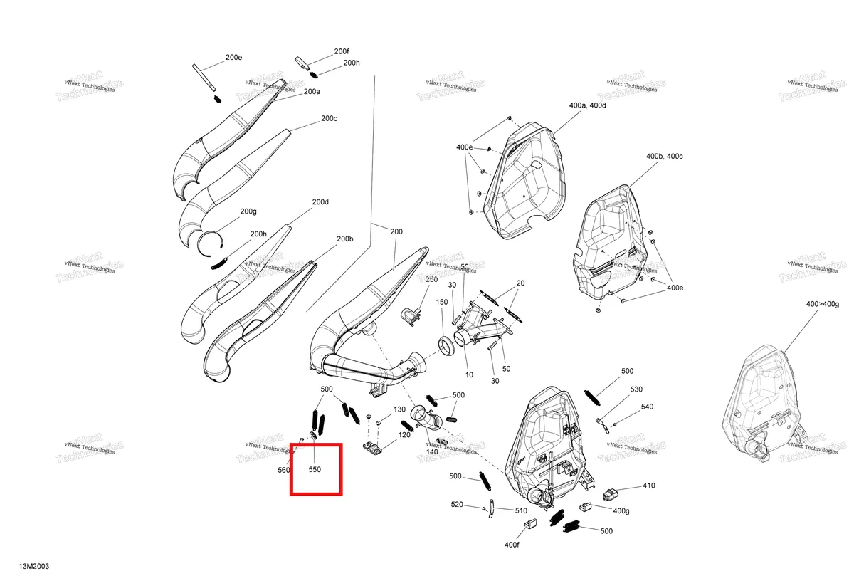Деталь 514053436 (Кронштейн) на схеме узла 2020 Ski-Doo EXPEDITION SPORT 550F Engine - Exhaust