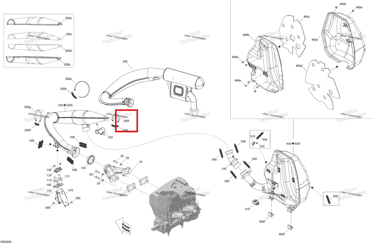 Деталь 514053491 (Крепежный Хомут) на схеме узла 2020 Ski-Doo SKANDIC WT 550F Engine - Exhaust