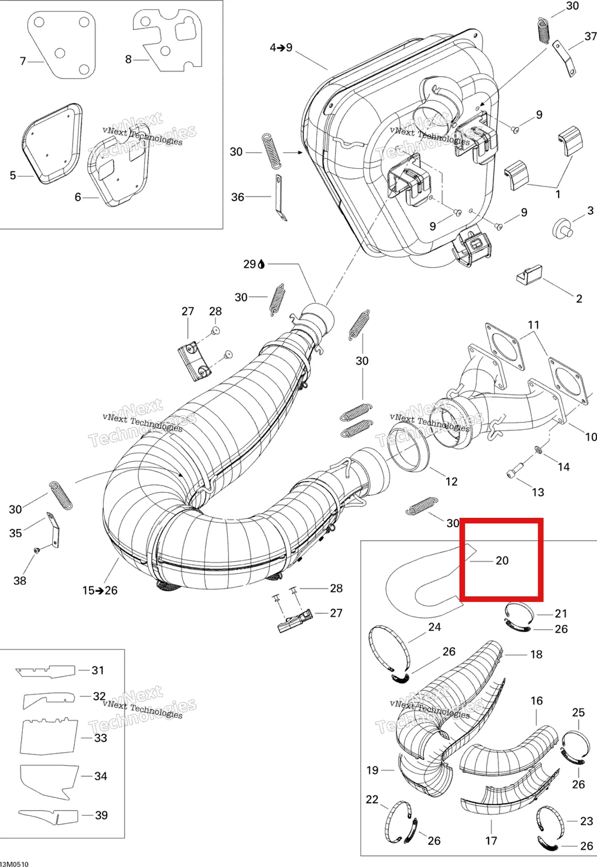 Деталь 514053558 (Изоляционная Вата) на схеме узла 2005 Ski-Doo MX Z X 440 Racing Exhaust System
