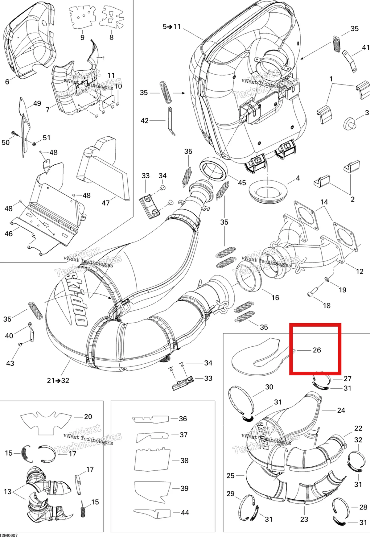 Деталь 514053584 (Изоляционная Вата) на схеме узла 2006 Ski-Doo GSX 600 HO SDI Exhaust System