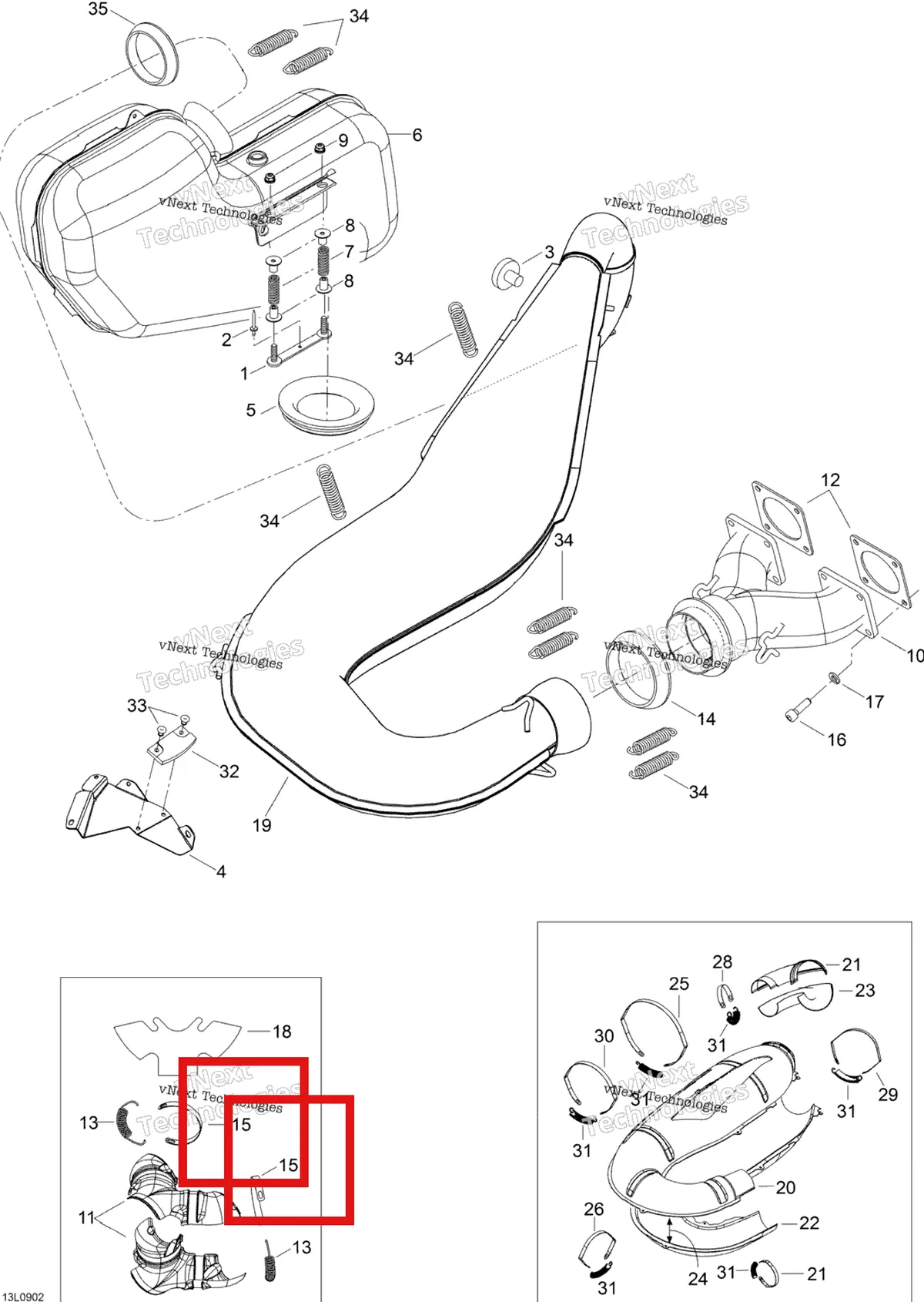 Деталь 514053603 (Крепежный Хомут) на схеме узла 2009 Ski-Doo Expedition TUV 600 H.O. SDI Exhaust System